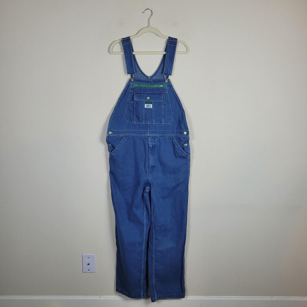Liberty Overalls 34x30 Blue Denim Bib Workwear Relaxed Straight Leg Stonewashed